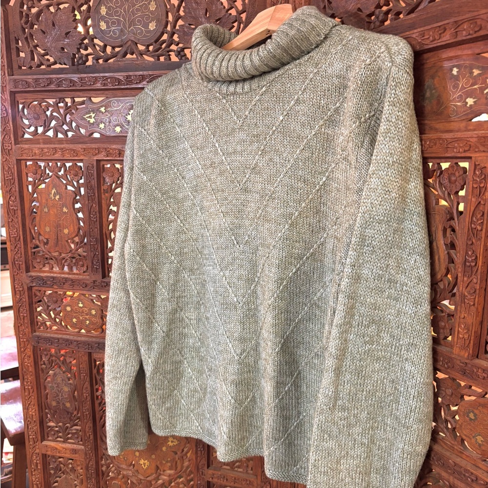 Green Grey Turtleneck Sweater for Women